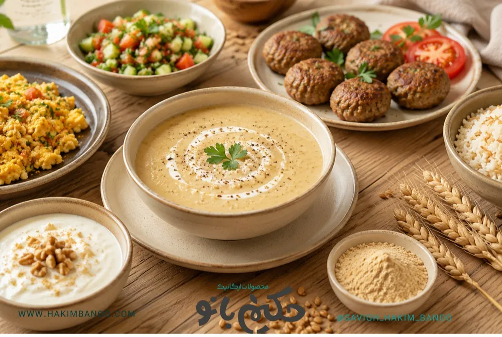 غذا با سویق گندم جنین گندم و جوانه گندم