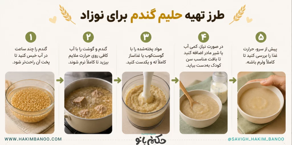طرز تیه حلیم گندم برای کودک
